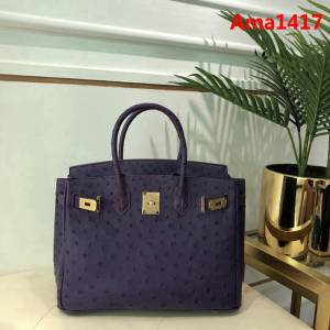 HERMES愛馬仕 鉑金包 Birkin 30 南非原產KK級鴕鳥皮 頂級工藝 手縫蠟線 時尚手提肩背包  Ama1417