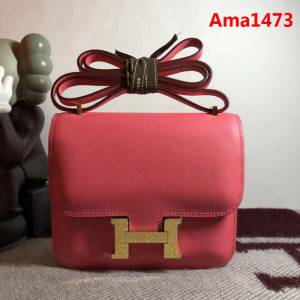 HERMES愛馬仕 空姐包 constance 唇膏粉 EPSOM 18cm 金扣 蠟線縫製 單肩斜挎包  Ama1473
