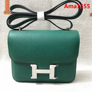 HERMES愛馬仕 H空姐包 進口原廠EP皮 頂級蜜蠟製作 街拍必備單品 墨綠金銀 單肩斜挎包  Ama1555