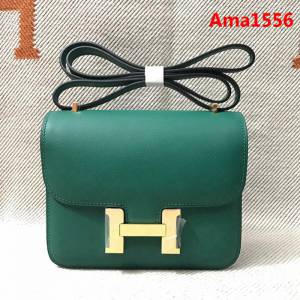 HERMES愛馬仕 H空姐包 進口原廠EP皮 頂級蜜蠟製作 街拍必備單品 墨綠金銀 單肩斜挎包  Ama1556