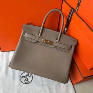Hermes女包 愛馬仕Birkin Hermes鉑金包 togo小牛皮 斑鳩灰 金銀扣 Hermes手提女包  am1828