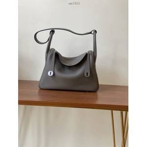 Hermes女包 愛馬仕lindy togo皮 金扣 銀扣 Hermes手提肩背包 鐵器灰  am1955