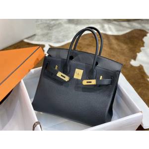 Hermesn鉑金女包 愛馬仕Birkin手提包 黑色 Togo皮  am2242