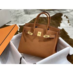 Hermesn鉑金女包 愛馬仕Birkin手提包 金棕 Togo皮  am2244