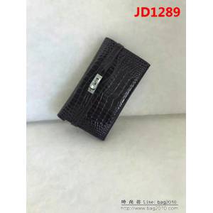 HERMES愛馬仕 鱷魚皮配羊皮 凱麗長款 時尚女士手包 JD1289