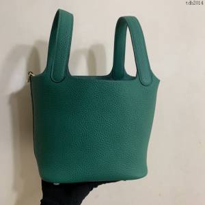 Hermes手提包 愛馬仕Picotin菜籃子女包 18cm TC皮 手工蜜蠟線縫製 絲絨綠  tdh2014