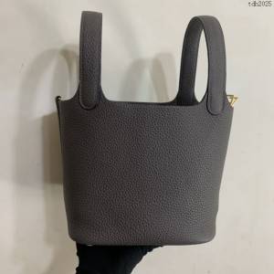 Hermes手提包 愛馬仕Picotin菜籃子女包 18cm TC皮 手工蜜蠟線縫製 錫器灰  tdh2025
