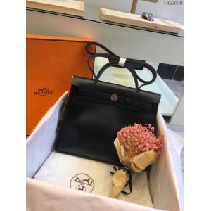 Hermes包包 愛馬仕網紅色Herbag 手提肩背斜挎包 黑科技亮面款 男女同款  tdh2040