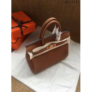 愛馬仕HERMES Birkin 鉑金包 土黃色 進口小牛皮 金銀扣 皮質細膩柔軟 時尚女手提包  tdher1141