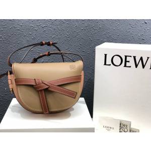 LOEWE包包 羅意威小號Gate馬鞍包 羅意威牛皮搭麂皮內裏小挎包 10183  tcl1057