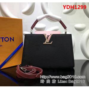 路易威登LV頂級原單 M48864 黑配粉 Capucines BB 手袋 YDH1299