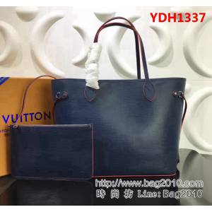 路易威登LV頂級原單頂級M54185藍色紅邊Neverfull 中號手袋 YDH1337