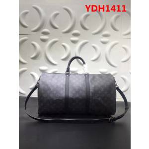 路易威登LV頂級原單KEEPALL 旅行袋 M41418 黑格皮旅行袋枕頭包 YDH1411
