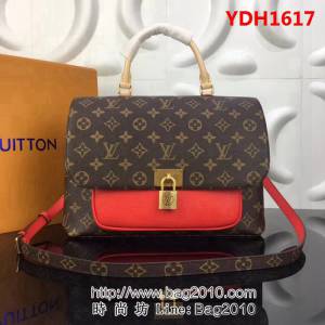 路易威登LV頂級原單M44286 Monogram帆布 粒紋皮革MARIGNAN 郵差包 YDH1617