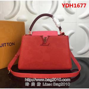路易威登LV頂級原單 M48864辣椒紅配蜜桃粉 經典Capucines小號手袋 YDH1677