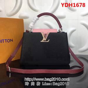 路易威登LV頂級原單 M94517黑配粉 經典Capucines BB手袋 YDH1678