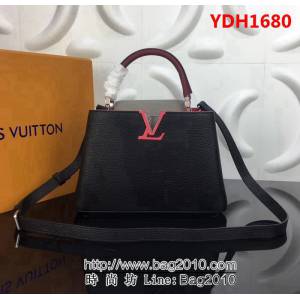 路易威登LV頂級原單M94517黑配粉灰 經典Capucines BB手袋 YDH1680