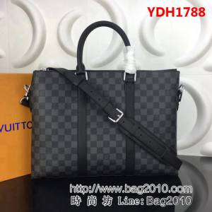 路易威登LV頂級原單 N40024 Anton公事包 Damier Graphite塗層帆布 牛皮鑲飾 YDH1788