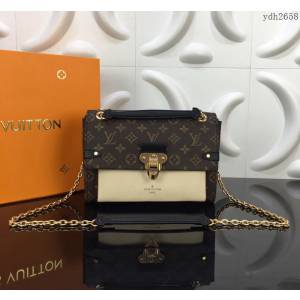 路易威登LV女包 頂級原單 N40113 老花配白 Vavin小號手袋 Monogram 帆布搭配柔軟小牛皮 鏈條單肩斜挎包  ydh2658