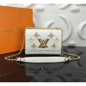 路易威登LV女包 頂級原單 M53762白 2019年春夏 高定系列 Twist中號手袋 鑲綴別致圖案 鏈條肩背 斜挎包  ydh2686