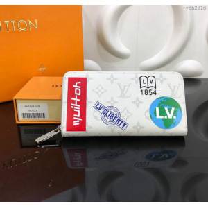 LV錢包 M67824白花 頂級原單 路易威登拉鏈長錢包 Zippy錢夾 LV男錢包  ydh2818