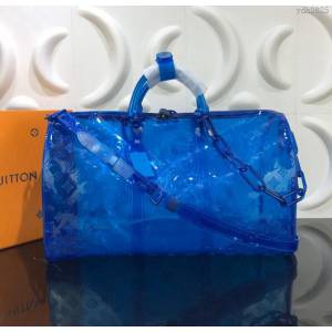 LV旅行包 頂級原單 路易威登肩背包 Monogram印花PVC 多彩KEEPALL50旅行袋 斜挎斜挎包  ydh2825