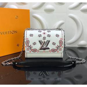 LV女包 2019秋季款 M55234 頭巾印花棲身 路易威登Twist中號手袋 LV鏈條斜挎女包 LV單肩女包  ydh2991