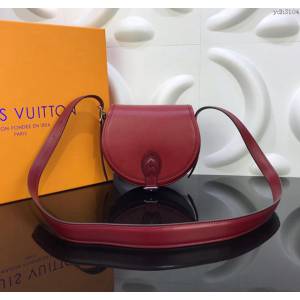 LV女包 M55506 路易威登酒紅色牛皮TAMBOURIN 手袋 LV斜挎小包 LV單肩女包  ydh3104