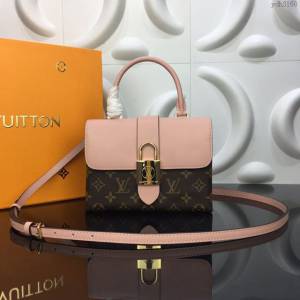 LV包 LV女包 M44080櫻花粉 Locky BB手袋 LV老花配皮手提包 LV手挽包 LV肩背斜挎女包  ydh3160