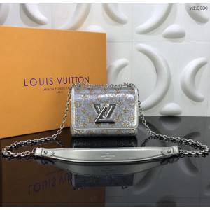 LV包 lv新款女包 M52906 金銀亮片 Monogram圖案TWIST手袋 lv鏈條單肩斜挎包  ydh3380