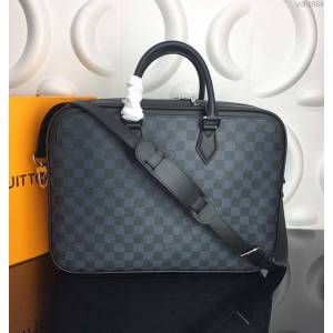 lv新款包包 路易威登Dandy公事包 Damier Graphite帆布 lv時尚商務男士公事包 N44000  ydh3884