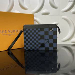 LOUIS VUITTON專櫃新款包包 路易威登Standing手拿包 LV棋盤格牛皮手拿男包  ydh4009
