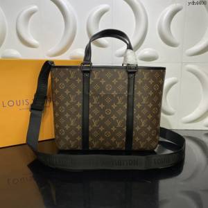 LV專櫃新款男包 路易威登Week-End Tote手袋 M45734 LV老花百搭款男手提肩背包  ydh4400