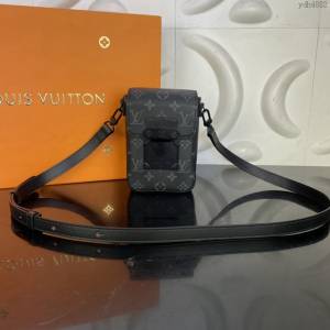 lv路易威登專櫃2022新款Vertical Wearable錢夾 lv黑花頂級原單小挎包手機包 M81522 ydh4882