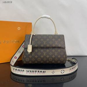 Lv路易威登2023專櫃新款CLUNY手袋 LV提花肩帶老花手提女包 M46053 ydh5019
