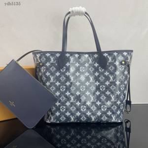 Lv路易威登2023專櫃新款Neverfull中號手袋 LV塗層帆布購物袋手提肩背包 M22921 ydh5135