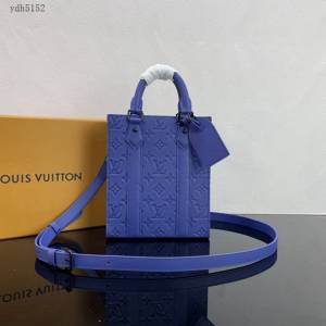 Lv路易威登2023專櫃新款Sac Plat迷你手袋 LVmini手提托特包 M46453藍壓花 ydh5152