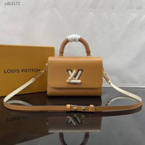 Lv路易威登2023專櫃新款Twist中號手袋 LV編織皮革手柄手提肩背女包 M22229 M22236 ydh5172
