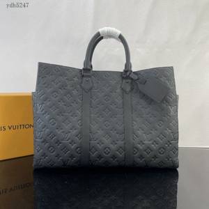 Lv路易威登2023專櫃新款Sac Plat 24H手袋 LV壓紋Taurillon皮革男士托特包購物袋 M21865 ydh5247