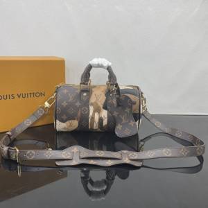 LV路易威登2023专柜新款M46678 M46701印花图案Keepall Bandoulière25手袋 ydh5297