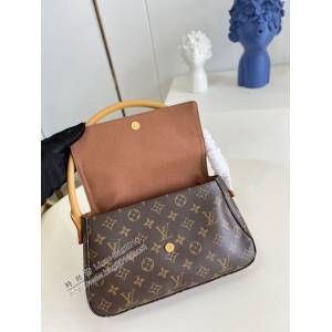 LV專櫃2023新款方盒包手提女包 M51147 路易威登中古款老花looping中號單肩腋下包 dn1073