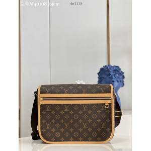 LV專櫃2023新款中古橫拉鏈蓋頭斜挎郵差包 M40108老花 路易威登老花男士肩背包 dn1115