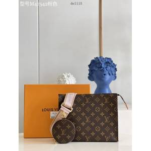 LV專櫃2023新款26號盥洗袋斜挎包 M47542粉色 路易威登老花肩背包 dn1118
