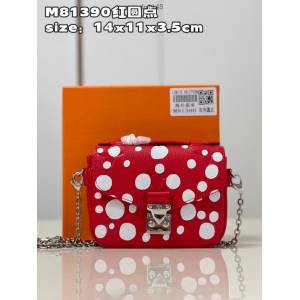 LV專櫃2023新款LVxYK Micro Métis鏈條包 M81390紅圓點 路易威登波點圖案手提肩背包 dn1148