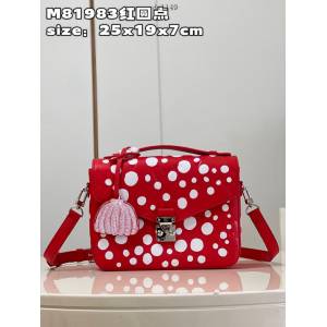 LV專櫃2023新款LVxYK Pochette Métis手袋 M81983紅圓點 路易威登無限波點宇宙手提肩背包 dn1149