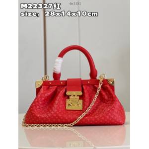 LV專櫃2023新款Nanogram特別系列Monogram Clutch手袋 M22327紅 路易威登鏈條手提女包 dn1151