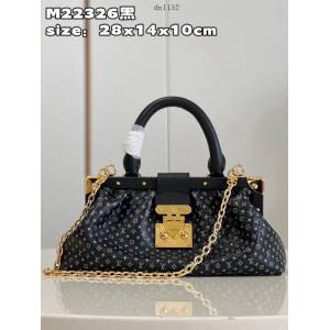 LV專櫃2023新款Nanogram特別系列Monogram Clutch手袋 M22326黑 路易威登鏈條手提女包 dn1152