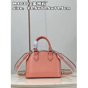 LV專櫃2023新款Epi皮革手提貝殼包 M40302蜜桃粉 路易威登Alma BB手袋女士肩背包 dn1158