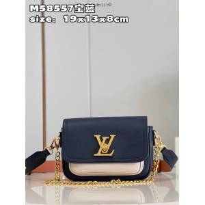 LV專櫃2023新款Lockme Tender手袋 M58557寶藍 路易威登拼色鏈條肩背女包 dn1159