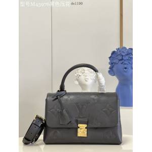 LV專櫃2023新款Empreinte壓紋皮革手提肩背女包 M45976黑色壓花 路易威登全新Madeleine中號手袋 dn1190